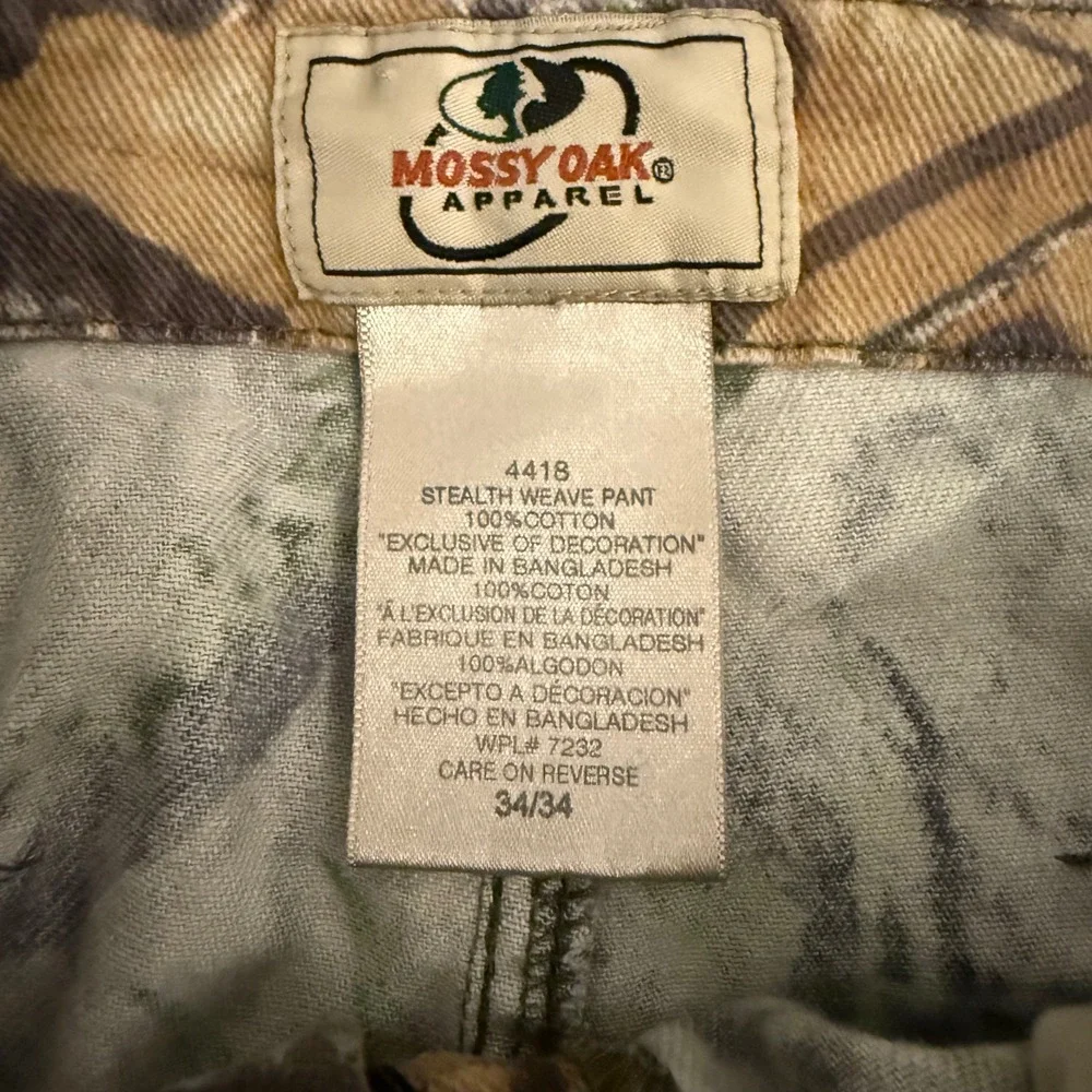 Vintage Mossy Oak Camo Cargo Pants 34x34 - 100% Cotton Stealth Weave Pant